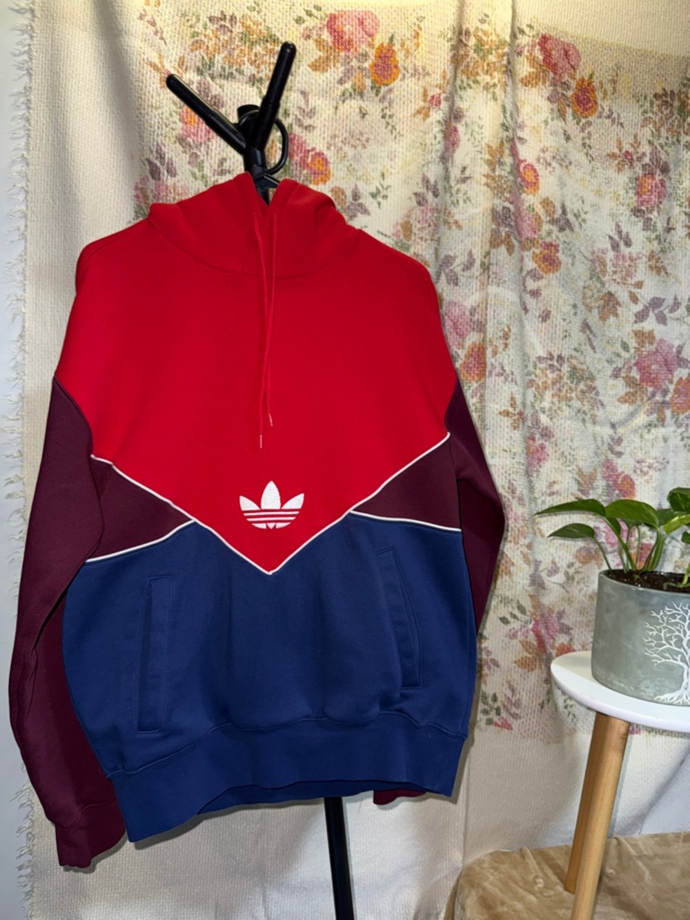 adidas Men’s Colorblock Turtleneck Pullover - Red/Burgundy/Navy